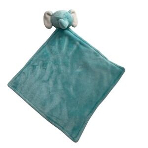 Carters Soft Elephant Security Blanket OS Baby Lovey Aqua & White Polyester 2016